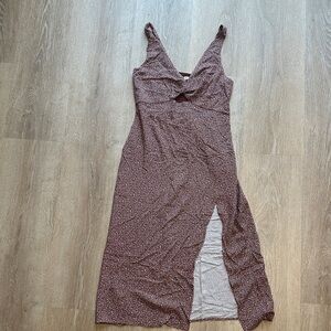 Abercrombie & Fitch Brown Sleeveless Midi Dress with Slit